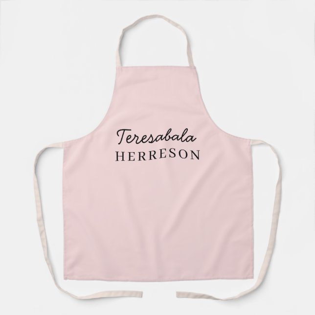 Blush Pink Modern Minimalist Feminine Monogram Apron (Front)