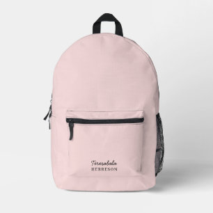 Blush Pink Modern Minimalist Feminine Monogram Printed Backpack