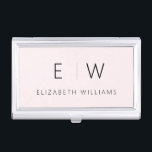 Blush Pink Modern Minimalist Monogram Name Business Card Holder<br><div class="desc">Elevate your professional image with our Classic Elegant Modern Minimalist Monogram Business Card Holder. This meticulously crafted accessory seamlessly merges timeless elegance with contemporary minimalism, making it an essential tool for any modern professional. Designed with precision and meticulous attention to detail, this business card holder is more than just a...</div>