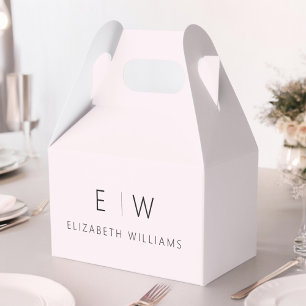 Blush Pink Modern Minimalist Monogram Name Favour Box