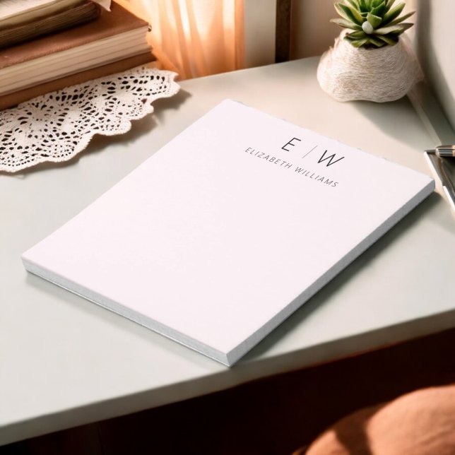 Blush Pink Modern Minimalist Monogram Name  Notepad (Creator Uploaded)