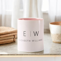 Blush Pink Modern Minimalist Monogram Name