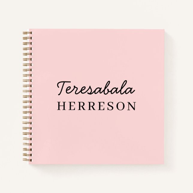 Blush Pink Modern Minimalist Monogram Notebook (Front)