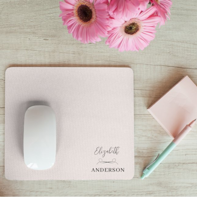 Blush Pink Modern Minimalist Mouse Pad (Creator Uploaded)