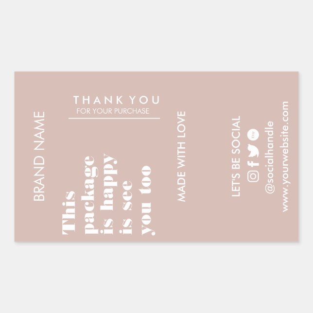 Blush Pink Modern Minimalist  Rectangular Sticker (Front)