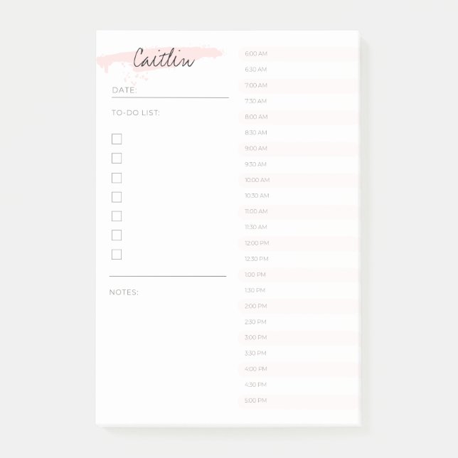 Blush Pink Modern Minimalist To Do List Name Post- Post-it Notes (Front)