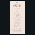 Blush Pink Modern Minimalist Wedding Program<br><div class="desc">Modern minimalist wedding program featuring boho script font. Blush pink background with terracotta colour texts. All the wedding ceremony information and the wedding party's name listed on this program.</div>