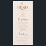 Blush Pink Modern Minimalist Wedding Program<br><div class="desc">Modern minimalist wedding program featuring boho script font. Blush pink background with terracotta colour texts. All the wedding ceremony information and the wedding party's name listed on this program.</div>