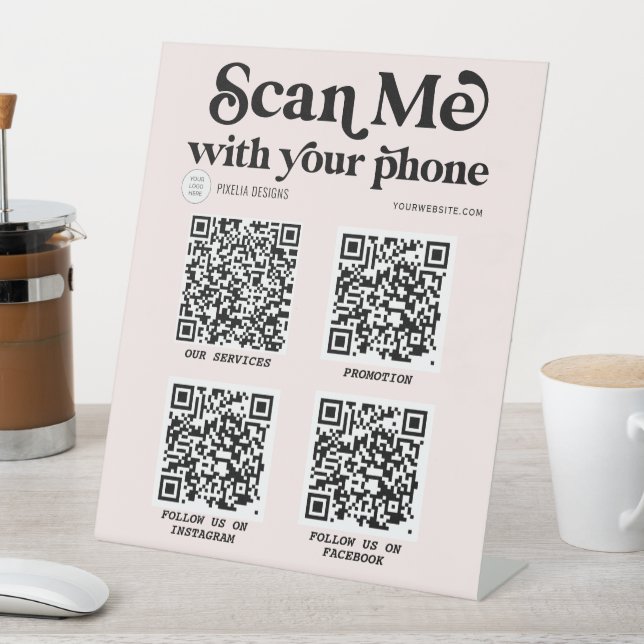 Blush pink Modern QR code Trendy business sign (In SItu)