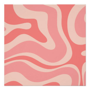 Blush Pink Modern Retro Liquid Swirl Abstract Poster