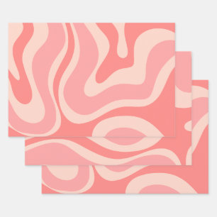 Blush Pink Modern Retro Liquid Swirl Abstract Wrapping Paper Sheet