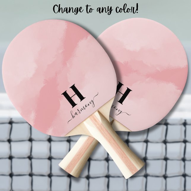 Blush Pink Modern Script Girly Name Monogram Ping Pong Paddle (Blush Pink Modern Script Girly Name Monogram Ping Pong Paddle)