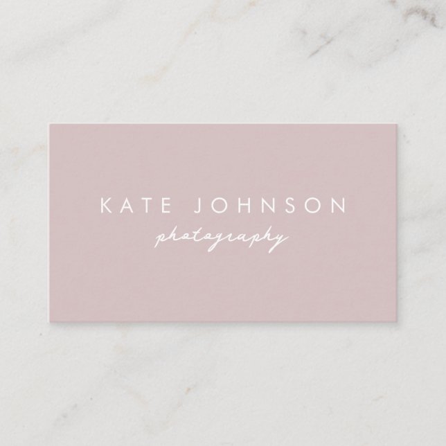 Blush Pink Modern Script QR Code Social Media  Business Card (Front)