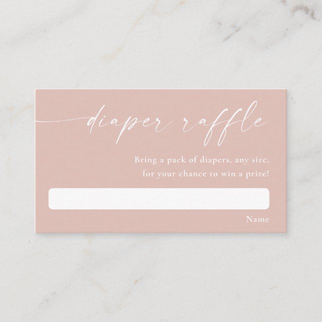Blush pink modern simple baby shower diaper raffle enclosure card (Front)