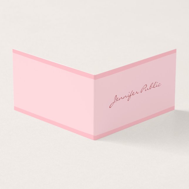 Blush Pink Modern Simple Template Elegant Script Business Card (Outside)