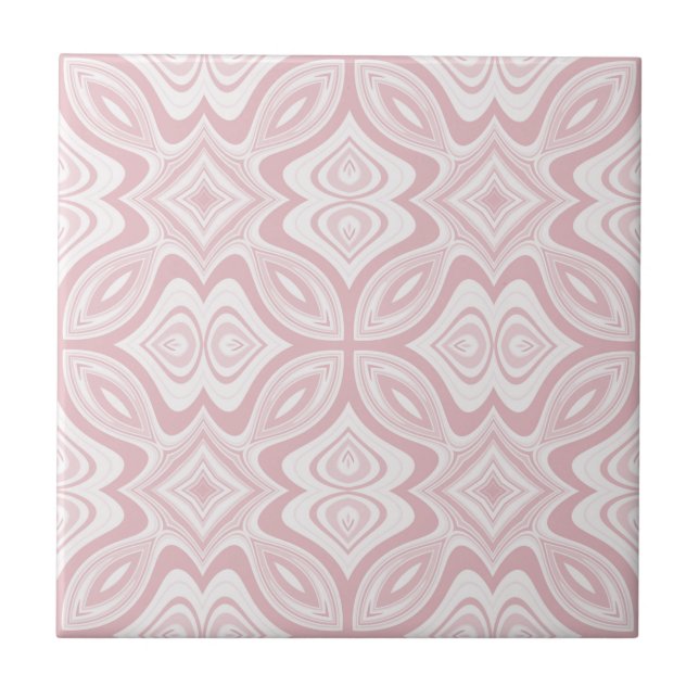 Blush Pink Modern Stylish Abstract Swirl Pattern Ceramic Tile (Front)