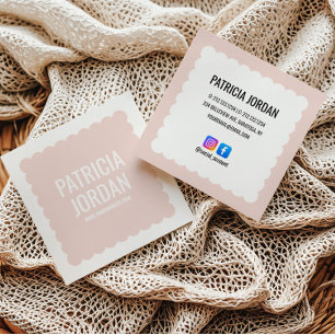 Blush Pink modern Wave Simple Social Media Icon Square Business Card