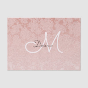Blush Pink Monogram Elegant Floral Modern Art Tissue Paper