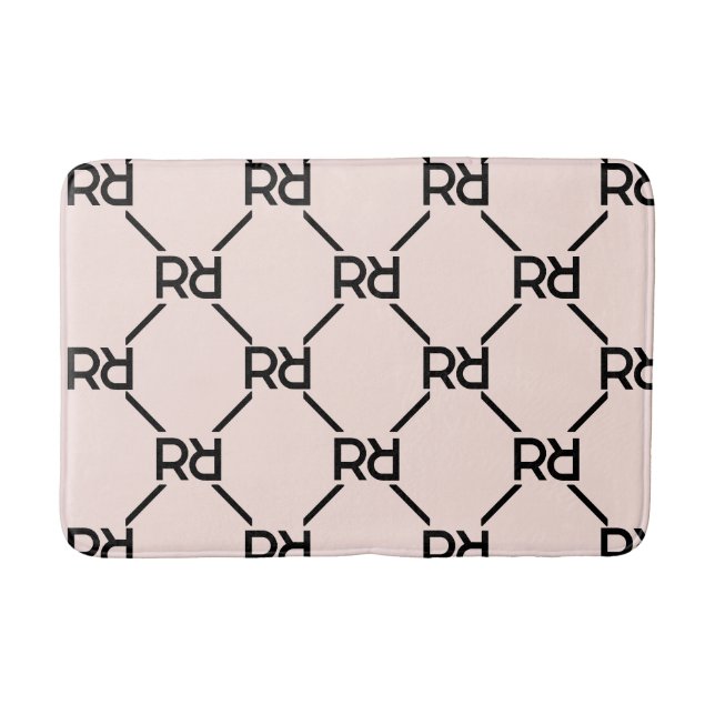 Blush Pink Monogram Elegant Luxury Girl Dorm Room Bath Mat (Front)
