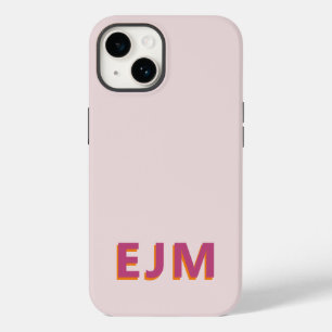 Blush Pink Monogram Initial Letter Simple Retro Case-Mate iPhone 14 Case