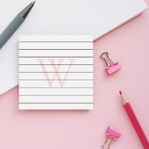 Blush Pink Monogram Lined Post-it Notes