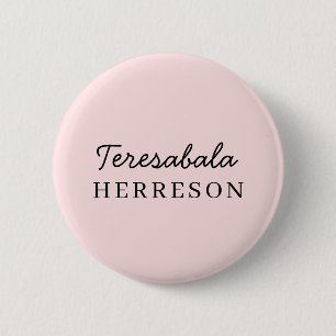 Blush Pink Monogram   Minimalist Chic Feminine  6 Cm Round Badge