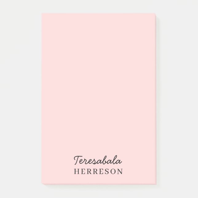 Blush Pink Monogram Minimalist Design Post-it Notes (Front)