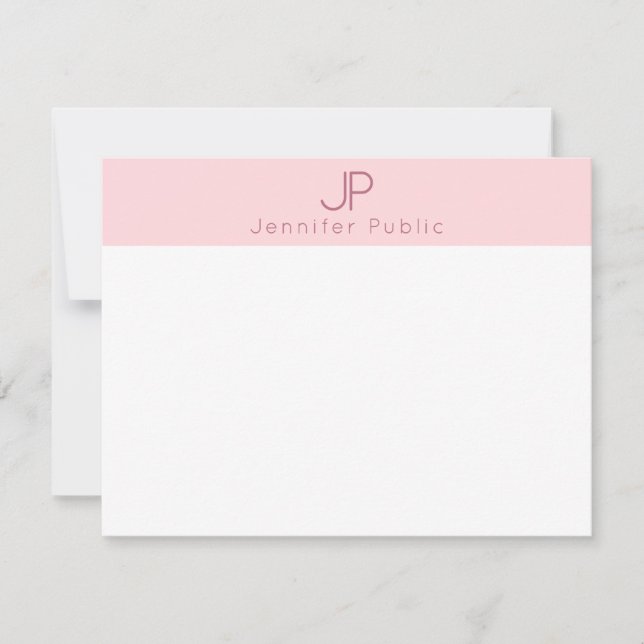Blush Pink Monogram Minimalist Elegant Template (Front)