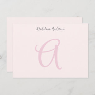 Blush Pink Monogram Minimalist Girly Card