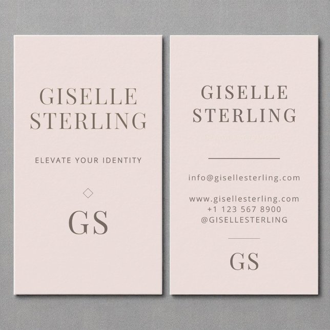Blush Pink Monogram Modern Elegant Minimalist  Business Card (Creator Uploaded)
