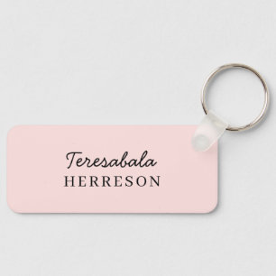Blush Pink Monogram Modern Minimalist Feminine Key Ring
