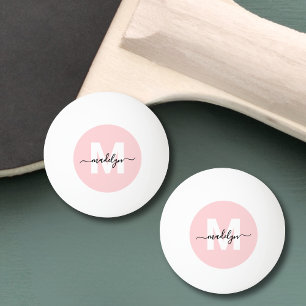 Blush Pink Monogram Name Ping Pong Ball
