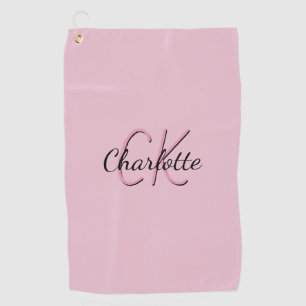 Blush pink monogram name script golf towel