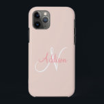 Blush Pink Monogram Personalised Elegant iPhone 11 Pro Case<br><div class="desc">Pretty and pastel sage green monogram Iphone 11 case. A soft and calming colour.  For the classic and stylish woman.</div>