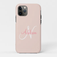 Blush Pink Monogram Personalised Elegant