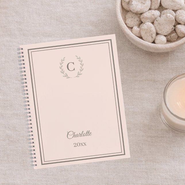 Blush Pink Monogram Personalised Quiet Luxury Notebook (Creator Uploaded)
