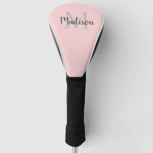 Blush Pink Monogram Script Personalised Womens Golf Head Cover