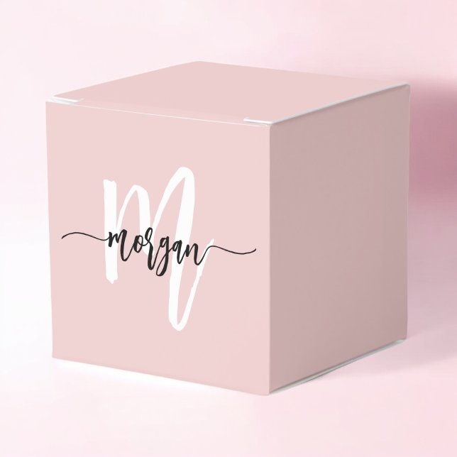 Blush Pink Monogram Stylish Modern Cute Favour Box (Creator Uploaded)