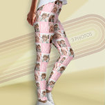 Blush Pink Monogram with Custom 3 Photo Collage Leggings<br><div class="desc">Show off your fun side with favourite pictures of friends and family. You can change the background colour when you click on the customise area. If you want to change the monogram colour, try uploading a colour square.</div>