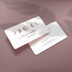 Blush Pink Moon Phases Yoga Studio Business Card