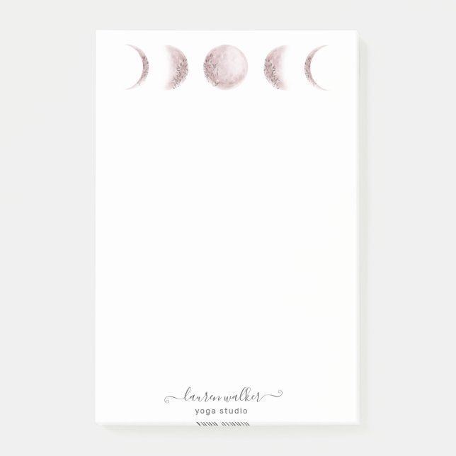 blush pink moon phases yoga studio post it notes (Front)