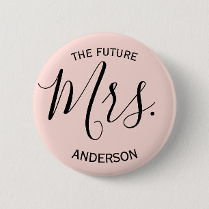 Blush Pink Mrs Bridal Party 6 Cm Round Badge
