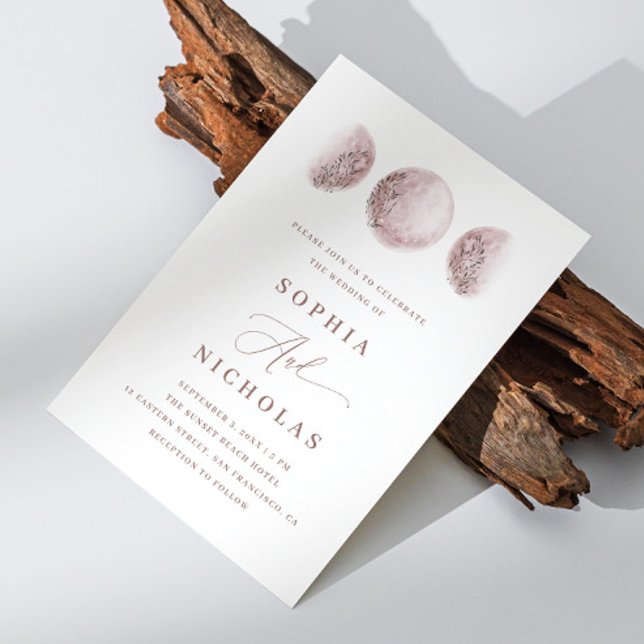 Blush Pink Mystical Moon | Elegant Photo Wedding Invitation (Creator Uploaded)
