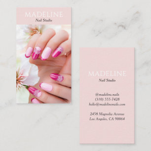Blush Pink Nail Artist Photo Business Card