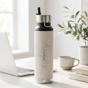 Blush Pink Name Minimalist Modern  Water Bottle