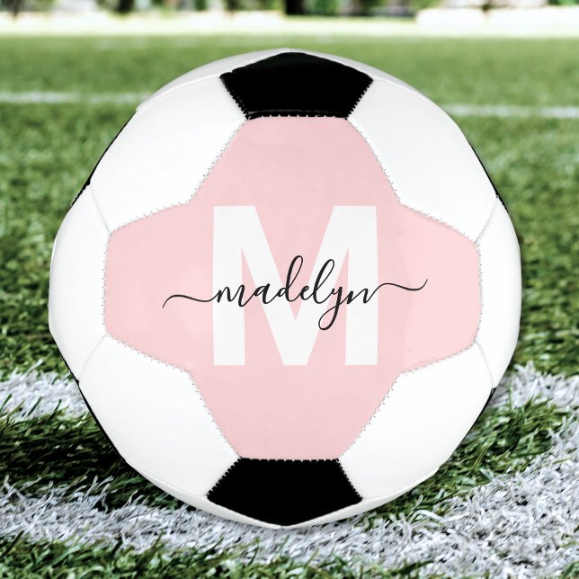 Blush Pink Name Monogram Soccer Ball (Blush Pink Name Monogram Soccer Ball)