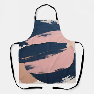 Blush Pink Navy Minimalist Abstract Apron