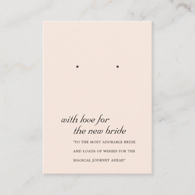 BLUSH PINK NEW BRIDE GIFT EARRING DISPLAY CARD (Front)