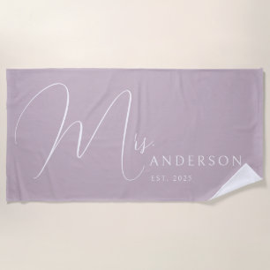 Blush Pink Newlyweds Name Personalised Honeymoon Beach Towel
