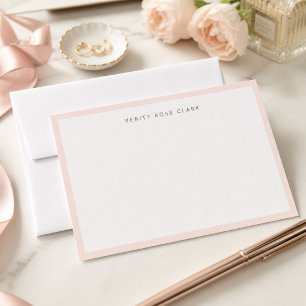 Blush Pink Note Card   Minimal Feminine Notecards